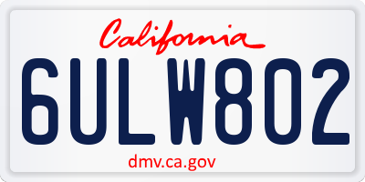 CA license plate 6ULW802