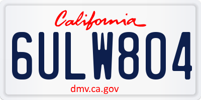 CA license plate 6ULW804