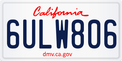 CA license plate 6ULW806