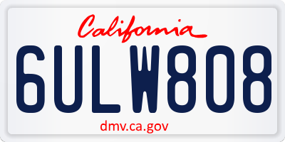 CA license plate 6ULW808