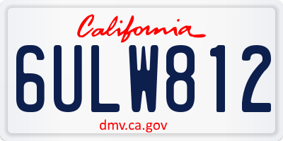 CA license plate 6ULW812