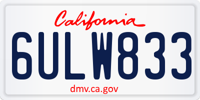 CA license plate 6ULW833