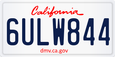 CA license plate 6ULW844