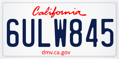 CA license plate 6ULW845