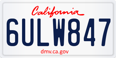 CA license plate 6ULW847