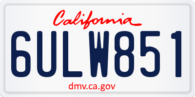 CA license plate 6ULW851