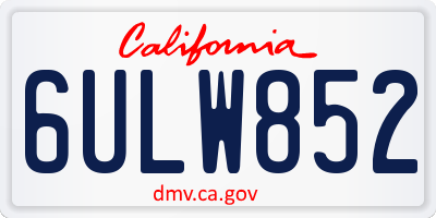 CA license plate 6ULW852