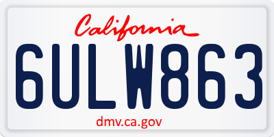 CA license plate 6ULW863