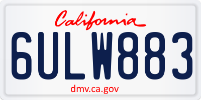 CA license plate 6ULW883