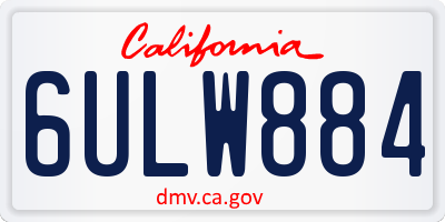 CA license plate 6ULW884