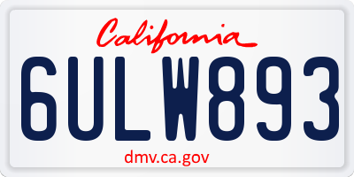 CA license plate 6ULW893