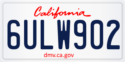 CA license plate 6ULW902