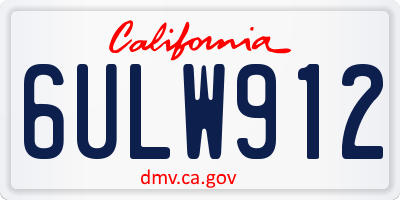 CA license plate 6ULW912