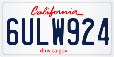 CA license plate 6ULW924