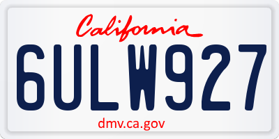 CA license plate 6ULW927