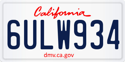CA license plate 6ULW934