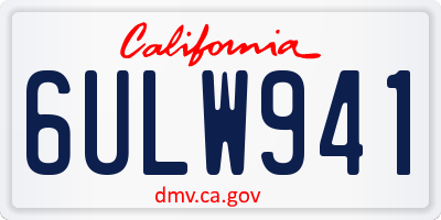 CA license plate 6ULW941