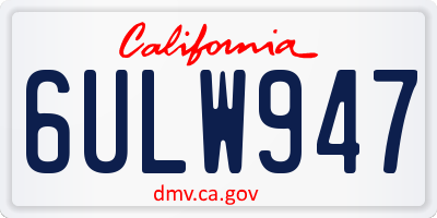 CA license plate 6ULW947