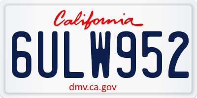 CA license plate 6ULW952