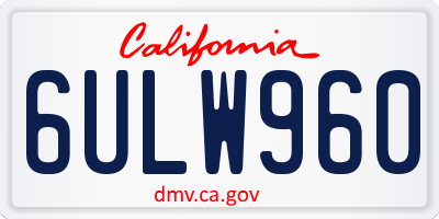 CA license plate 6ULW960