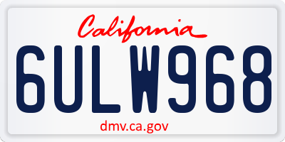 CA license plate 6ULW968