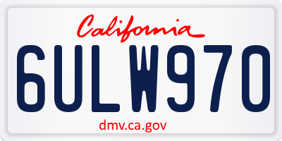 CA license plate 6ULW970