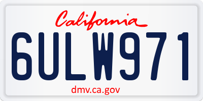 CA license plate 6ULW971
