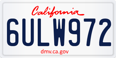 CA license plate 6ULW972