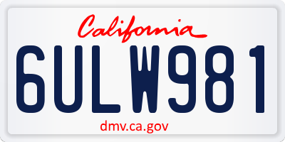 CA license plate 6ULW981