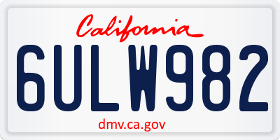 CA license plate 6ULW982