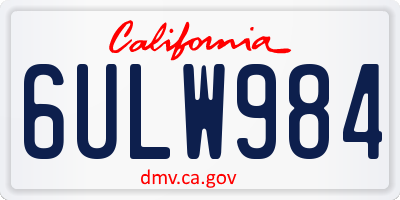 CA license plate 6ULW984