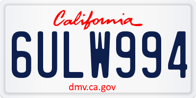 CA license plate 6ULW994