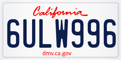 CA license plate 6ULW996