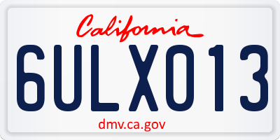 CA license plate 6ULX013