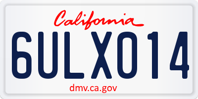 CA license plate 6ULX014
