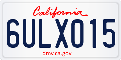 CA license plate 6ULX015