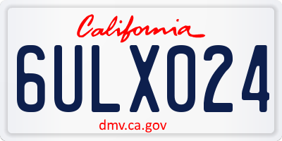 CA license plate 6ULX024