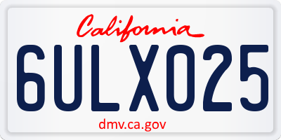 CA license plate 6ULX025