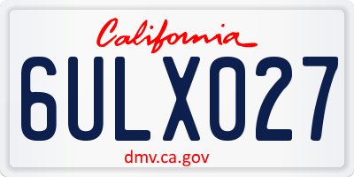 CA license plate 6ULX027