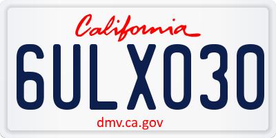 CA license plate 6ULX030