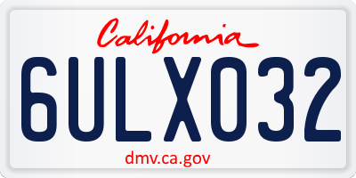 CA license plate 6ULX032