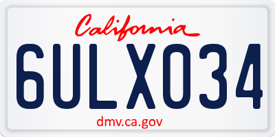 CA license plate 6ULX034