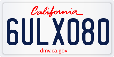 CA license plate 6ULX080