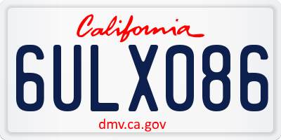 CA license plate 6ULX086