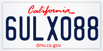 CA license plate 6ULX088