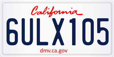 CA license plate 6ULX105