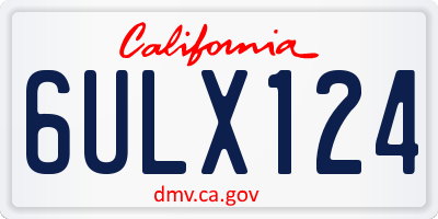 CA license plate 6ULX124