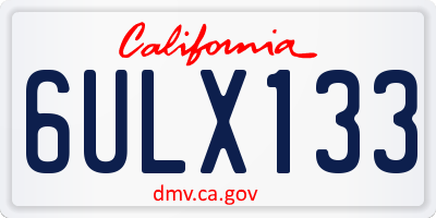 CA license plate 6ULX133