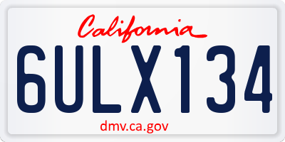 CA license plate 6ULX134