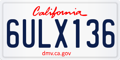CA license plate 6ULX136